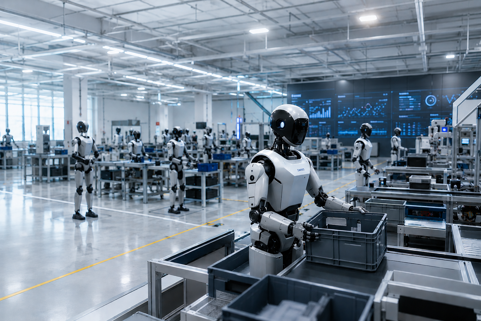 Humanoid robot training facility in Shanghai — illustration
